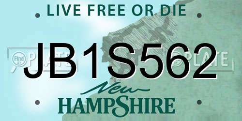 JB1S562 New Hampshire License Plate