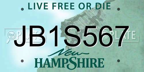 JB1S567 New Hampshire License Plate