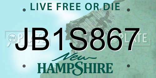 JB1S867 New Hampshire License Plate