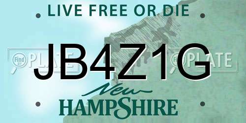 JB4Z1G New Hampshire License Plate