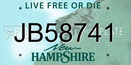 JB58741 New Hampshire License Plate