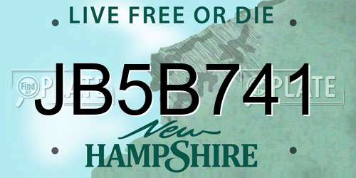 JB5B741 New Hampshire License Plate