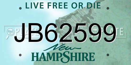 JB62599 New Hampshire License Plate