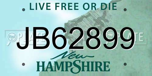 JB62899 New Hampshire License Plate