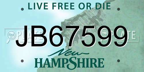 JB67599 New Hampshire License Plate