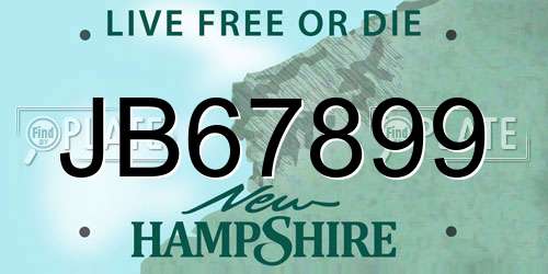 JB67899 New Hampshire License Plate