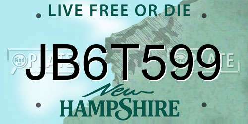 JB6T599 New Hampshire License Plate