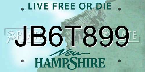 JB6T899 New Hampshire License Plate