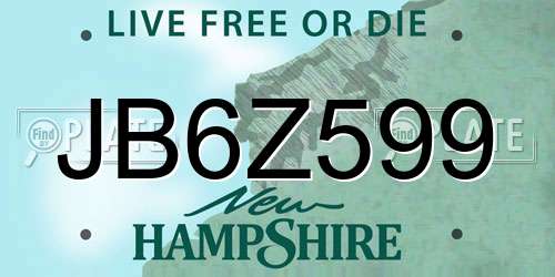 JB6Z599 New Hampshire License Plate