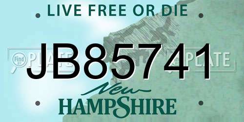 JB85741 New Hampshire License Plate