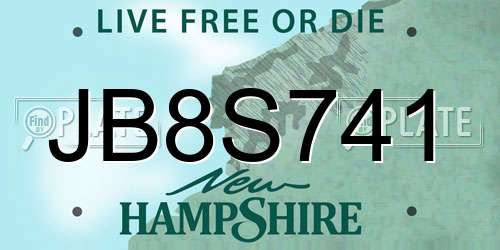 JB8S741 New Hampshire License Plate