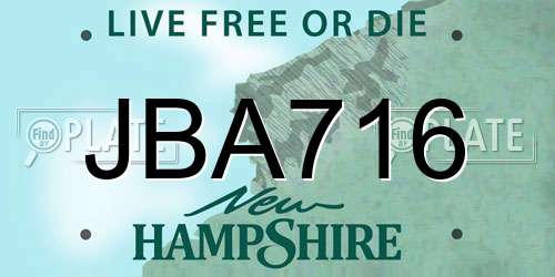 JBA716 New Hampshire License Plate