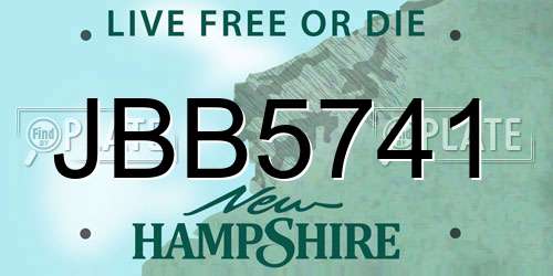 JBB5741 New Hampshire License Plate