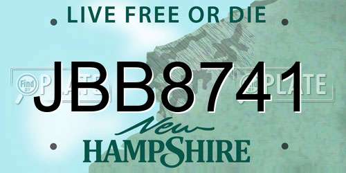 JBB8741 New Hampshire License Plate
