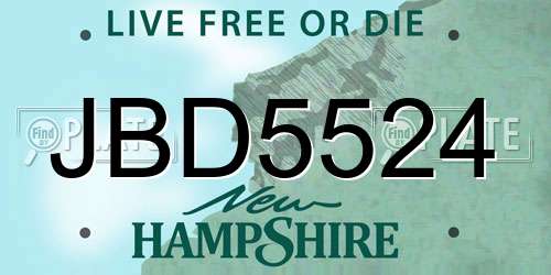 JBD5524 New Hampshire License Plate