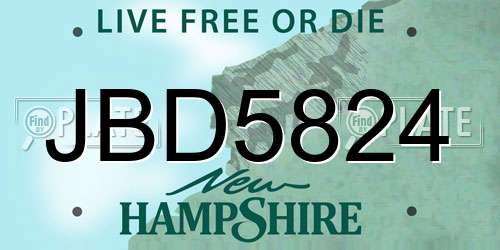JBD5824 New Hampshire License Plate