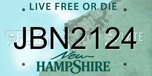 JBN2124 New Hampshire License Plate
