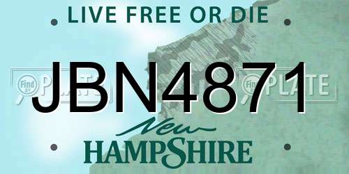 JBN4871 New Hampshire License Plate