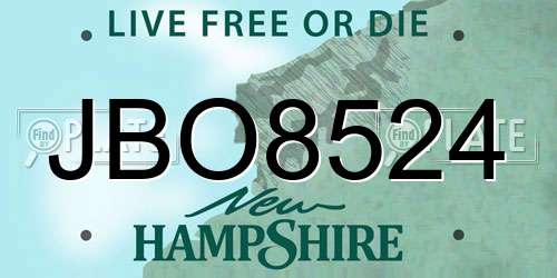 JBO8524 New Hampshire License Plate