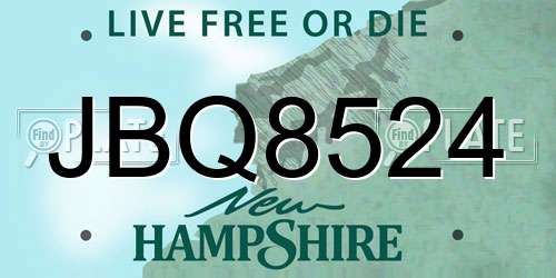 JBQ8524 New Hampshire License Plate