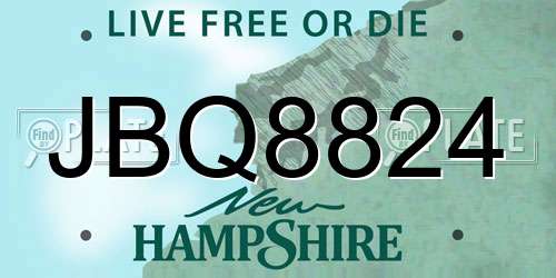 JBQ8824 New Hampshire License Plate