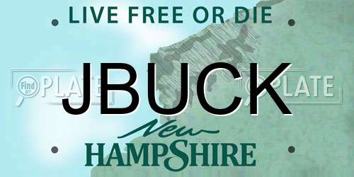 JBUCK New Hampshire License Plate