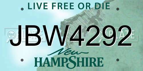 JBW4292 New Hampshire License Plate