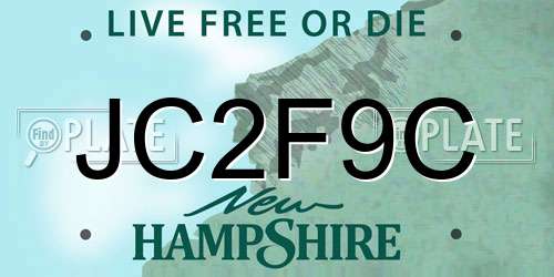 JC2F9C New Hampshire License Plate