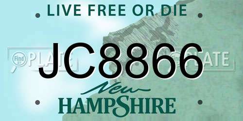 JC8866 New Hampshire License Plate