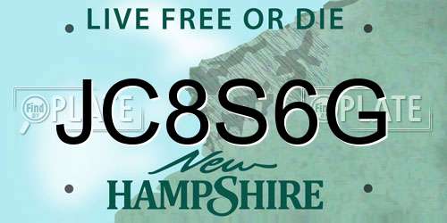 JC8S6G New Hampshire License Plate