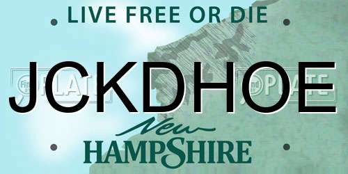 JCKDHOE New Hampshire License Plate
