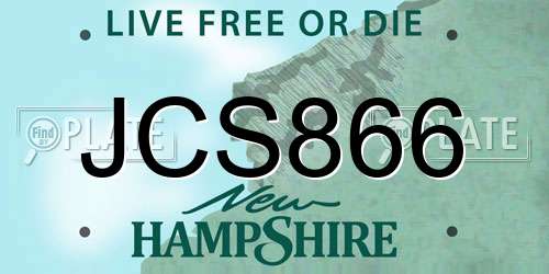 JCS866 New Hampshire License Plate