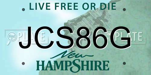 JCS86G New Hampshire License Plate