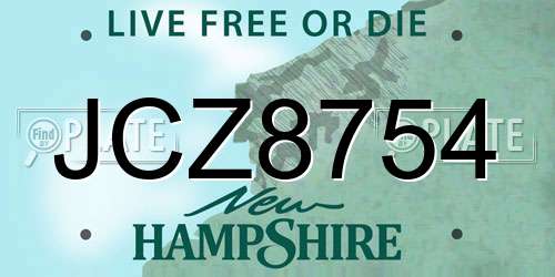 JCZ8754 New Hampshire License Plate