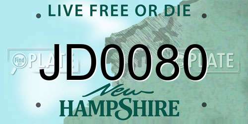 JD0080 New Hampshire License Plate