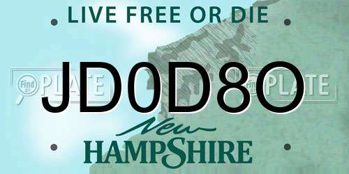 JD0D8O New Hampshire License Plate