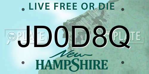 JD0D8Q New Hampshire License Plate