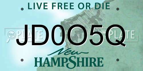 JD0O5Q New Hampshire License Plate