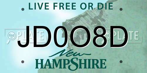 JD0O8D New Hampshire License Plate