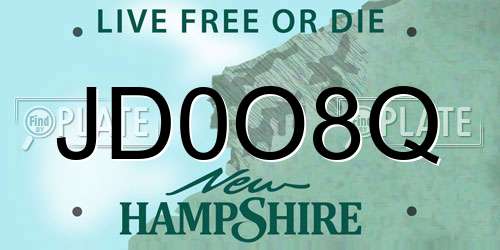 JD0O8Q New Hampshire License Plate