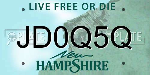 JD0Q5Q New Hampshire License Plate