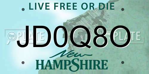 JD0Q8O New Hampshire License Plate