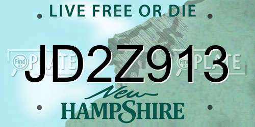 JD2Z913 New Hampshire License Plate