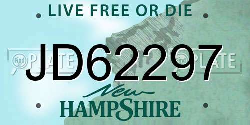 JD62297 New Hampshire License Plate