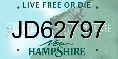 JD62797 New Hampshire License Plate