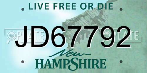 JD67792 New Hampshire License Plate
