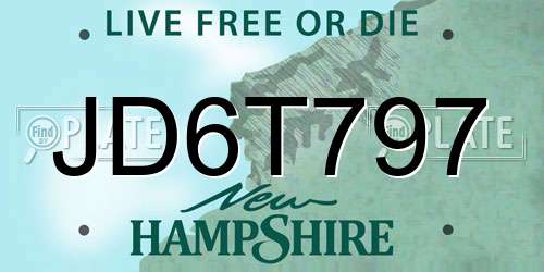 JD6T797 New Hampshire License Plate