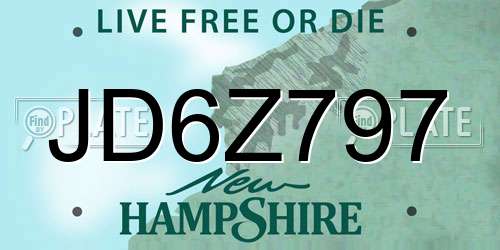 JD6Z797 New Hampshire License Plate