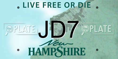 JD7 New Hampshire License Plate