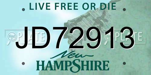 JD72913 New Hampshire License Plate